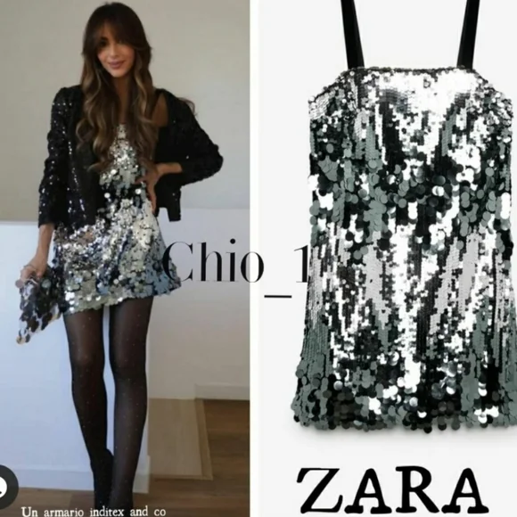 Zara | Dresses | Zara Silver Sequin Mini Dress Bloggers Favite | Poshmark